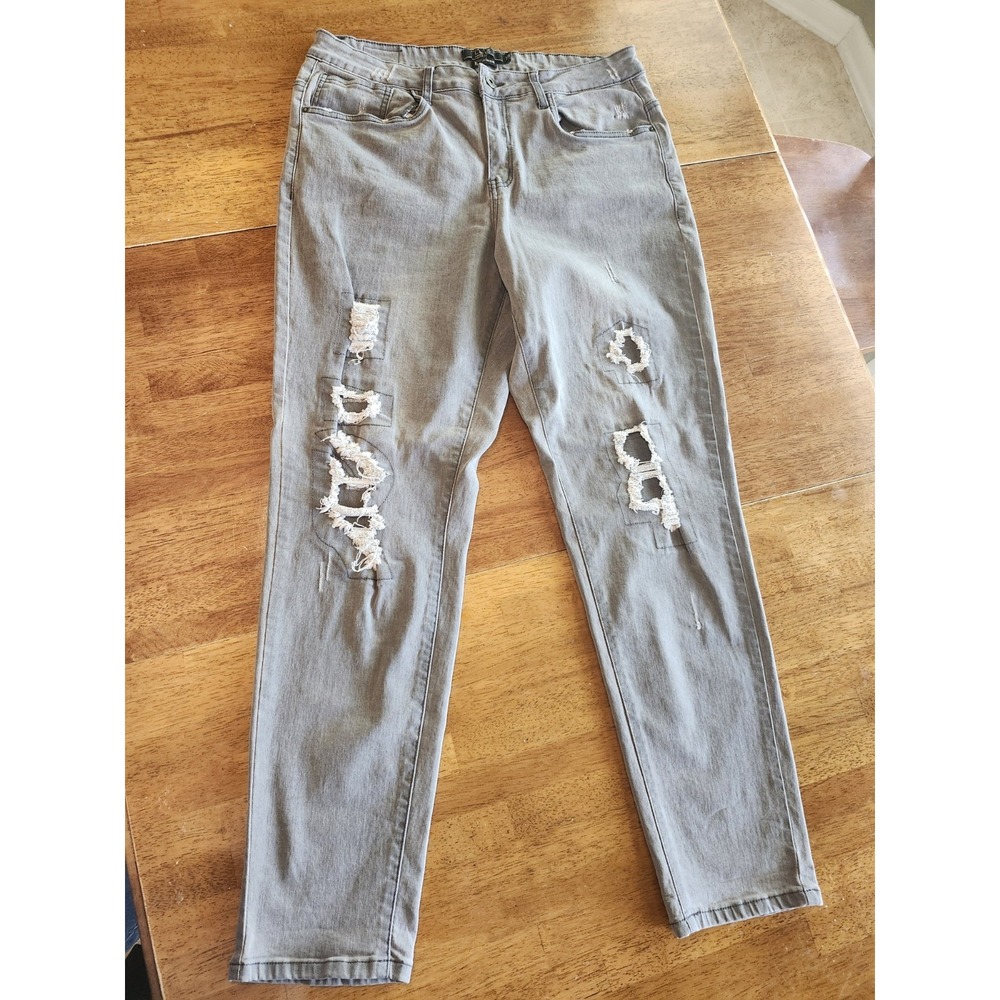 L &B Lucky & Blessed Womens Jeans Size 18 Boyfriend Gray Wash Midrise